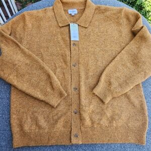 Goodfellow & Co Men's Mustard Button-Up Wool Blend Sweater